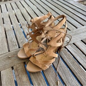 Chic Tan Lace-Up Heels